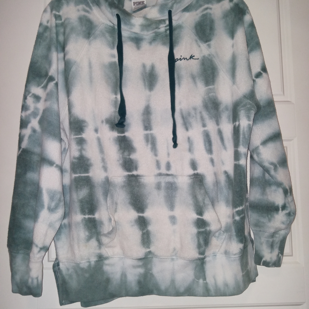 PINK Victoria's Secret Green Tie-Dye Hoodie